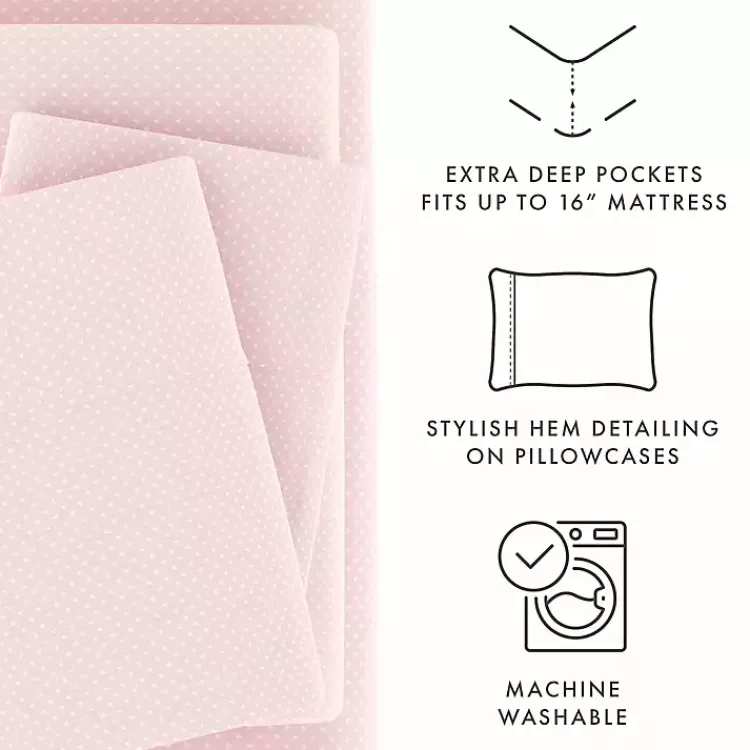 Bed Sheets-Kirklands Home Tiny Hearts 3-pc. Twin Sheet Set Pink