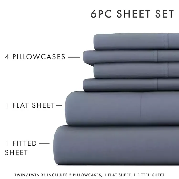 Bed Sheets-Kirklands Home Stone Ultra Soft 6-pc. Full Sheet Set Gray