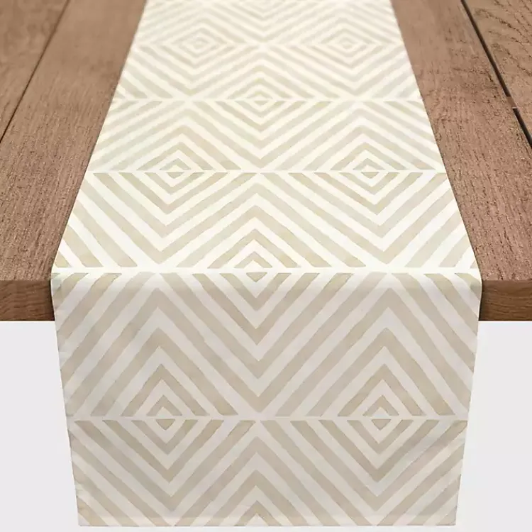 Table Linens-Kirklands Home Tan and White Diamond Table Runner, 72 in.