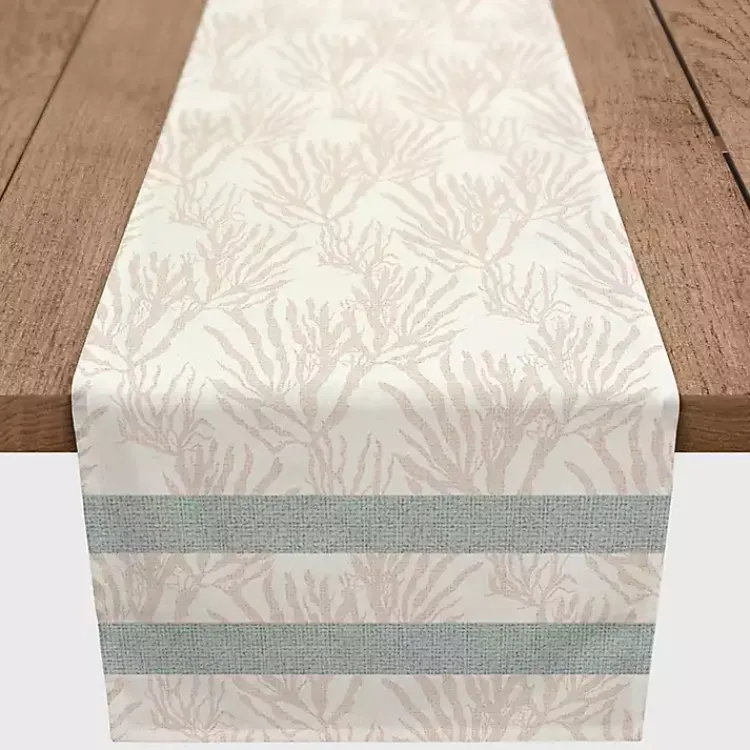 Table Linens-Kirklands Home Neutral Coral Stripe Table Runner, 90 in.