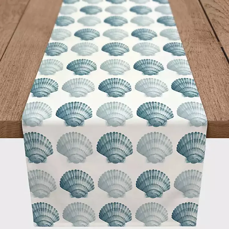 Table Linens-Kirklands Home Blue Scallop Seashells Table Runner, 72 in.