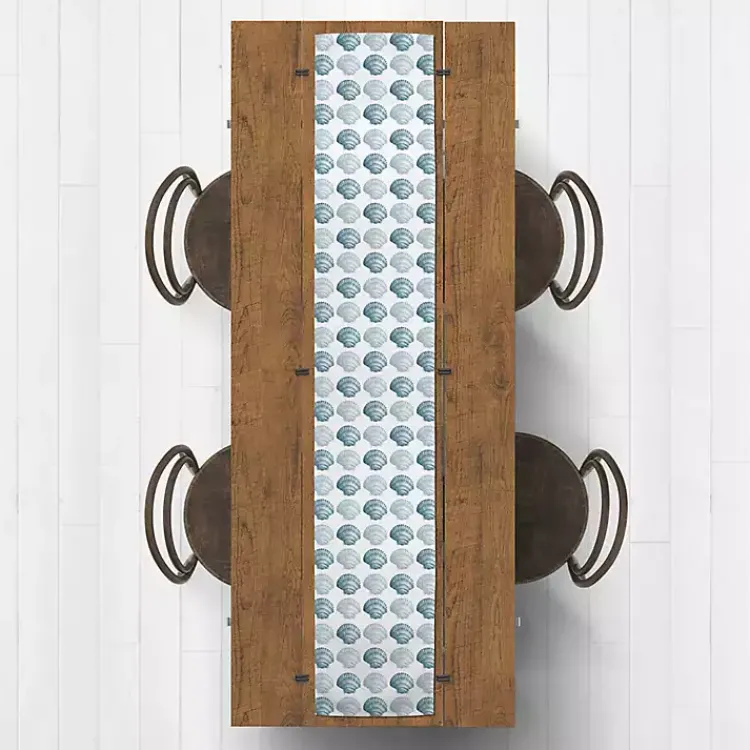 Table Linens-Kirklands Home Blue Scallop Seashells Table Runner, 90 in.