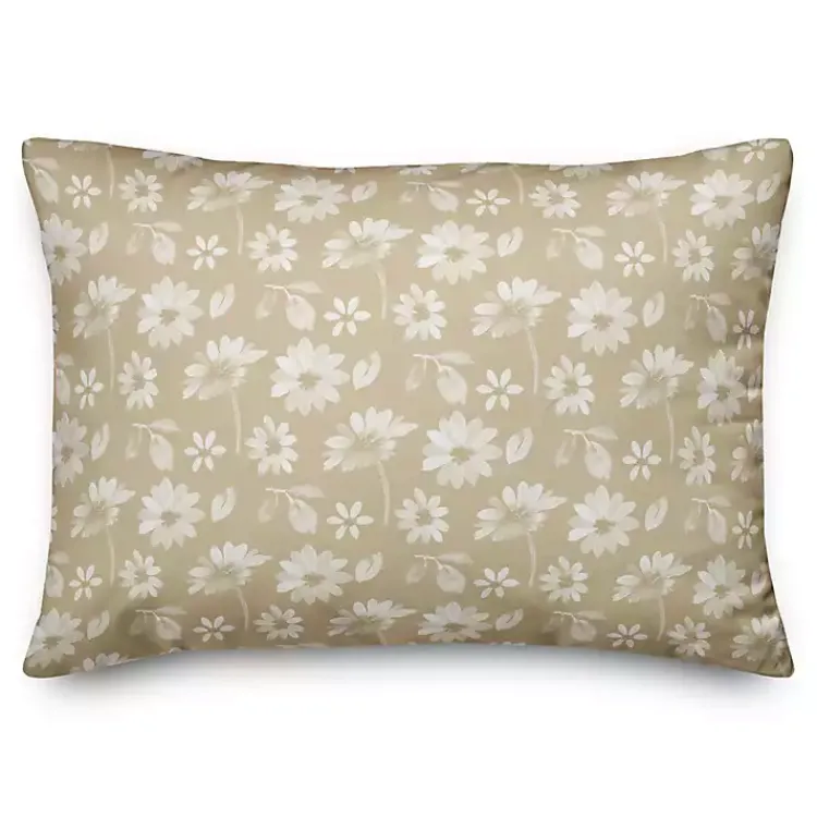 Outdoor Cushions & Pillows-Kirklands Home Neutral Floral Outdoor Throw Pillow