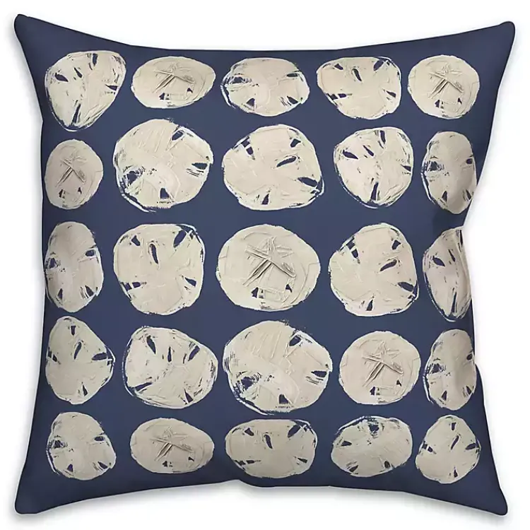 Outdoor Cushions & Pillows-Kirklands Home Navy Sand Dollar Outdoor Throw Pillow