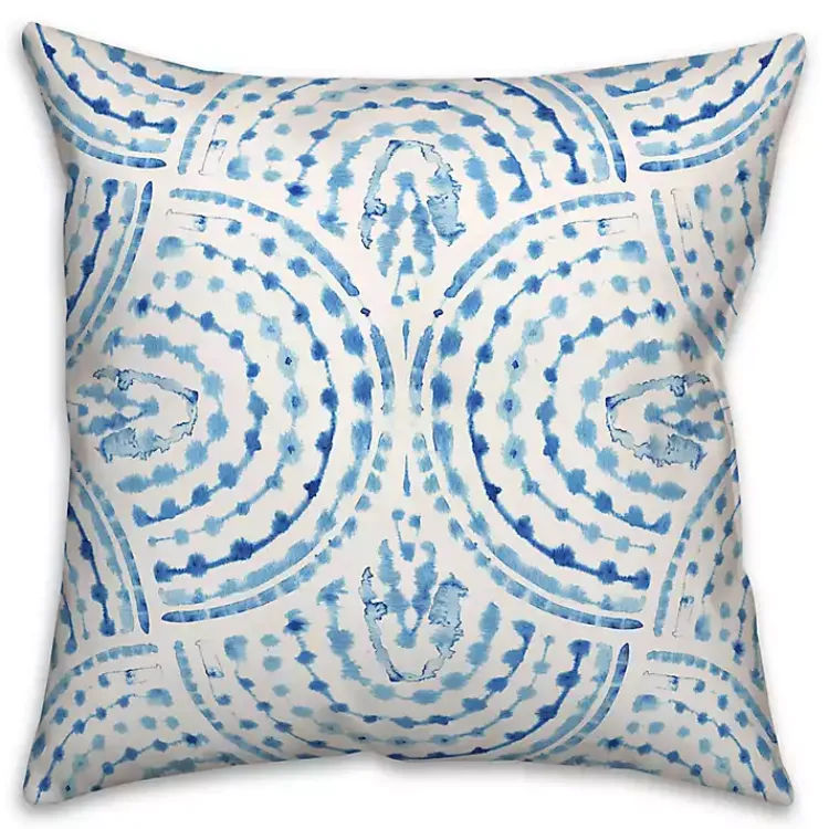 Outdoor Cushions & Pillows-Kirklands Home Blue Watercolor Arc Outdoor Throw Pillow