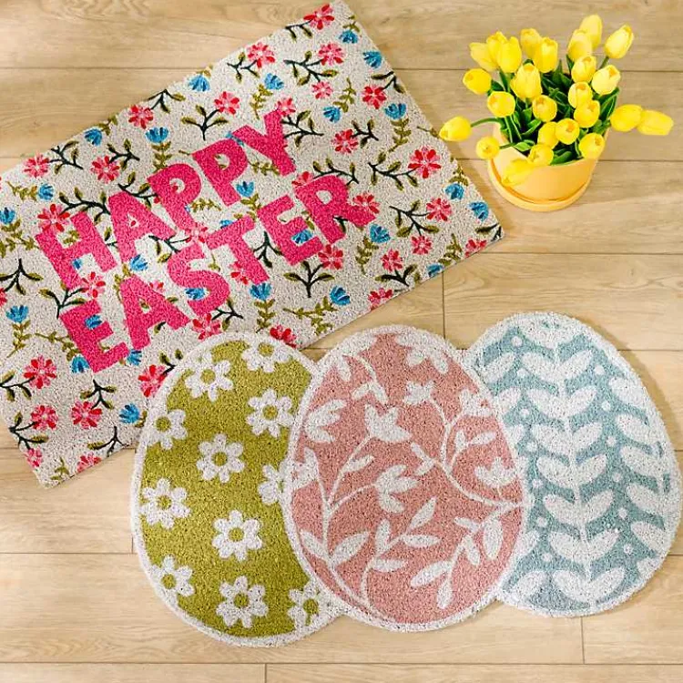 Doormats-Kirklands Home Floral Eggs Coir Doormat