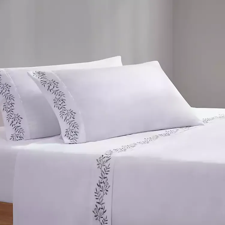 Bed Sheets-Kirklands Home Leafy Vine Hem Microfiber 4-pc. Full Sheet Set