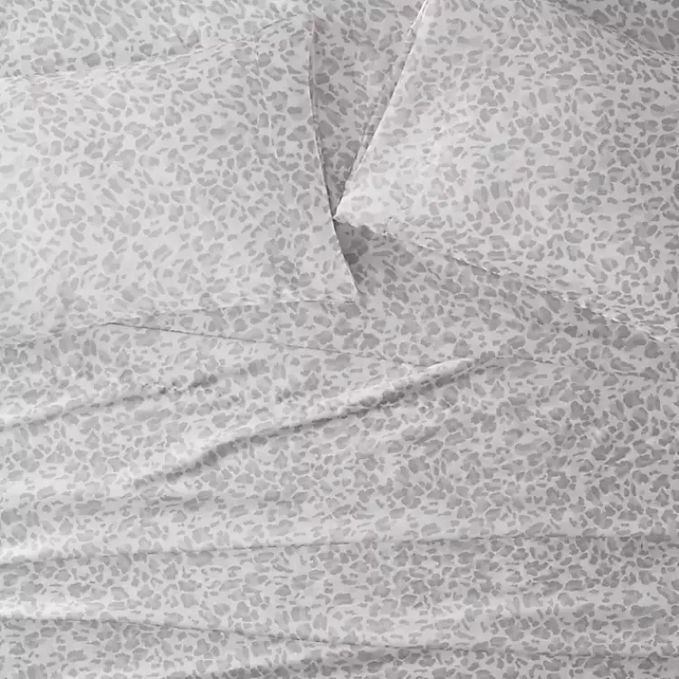 Bed Sheets-Kirklands Home Gray Leopard Satin Standard 2-pc. Pillow Case Set