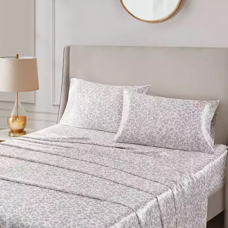 Bed Sheets-Kirklands Home Taupe Leopard Satin Standard 2-pc. Pillow Case Set