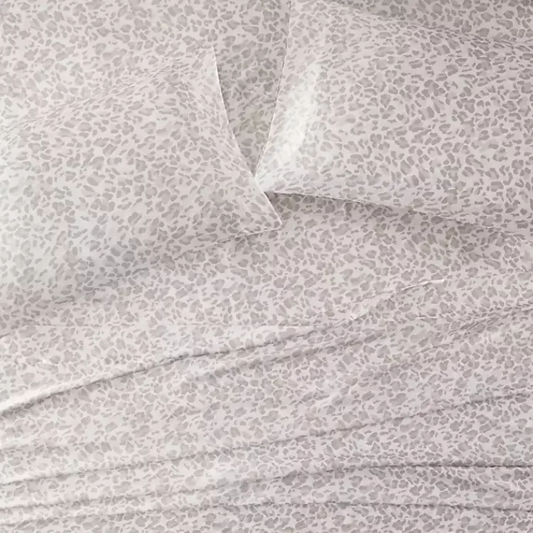 Bed Sheets-Kirklands Home Taupe Leopard Print Satin 3-pc. Twin Sheet Set