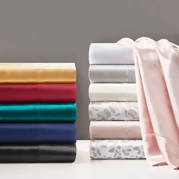 Bed Sheets-Kirklands Home Navy Satin Standard 2-pc. Pillow Case Set Blue