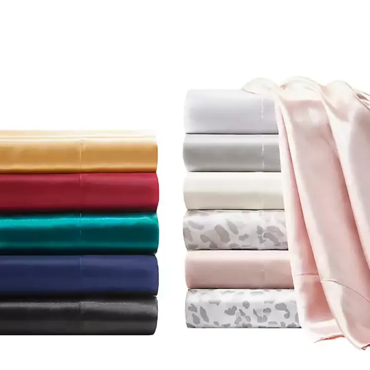 Bed Sheets-Kirklands Home Navy Satin Standard 2-pc. Pillow Case Set Blue