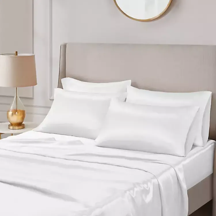 Bed Sheets-Kirklands Home Satin 6-pc. King Sheet Set White