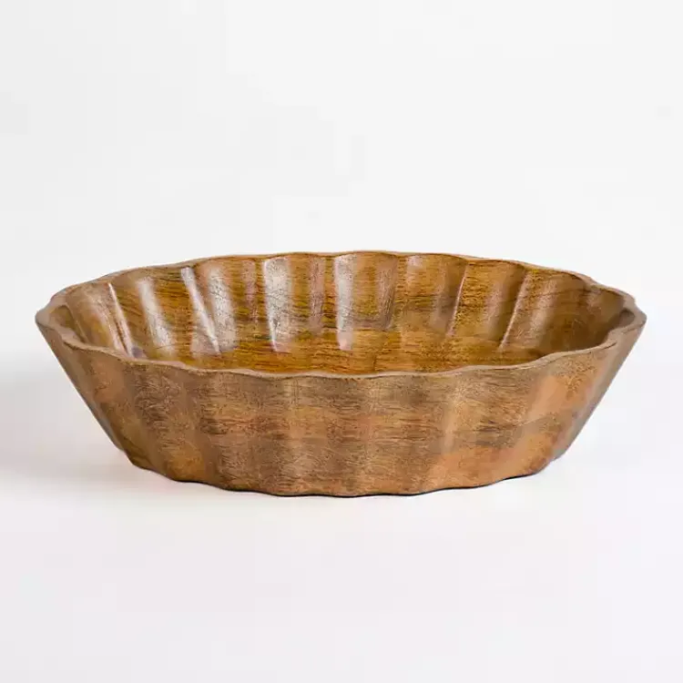 Serving & Entertaining-Kirklands Home Scalloped Mango Wood Serving Bowl, 13 in. Brown
