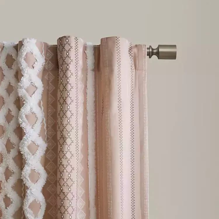 Curtains & Drapes-Kirklands Home Blush Chenille Stripe Curtain Panel, 84 in. Pink