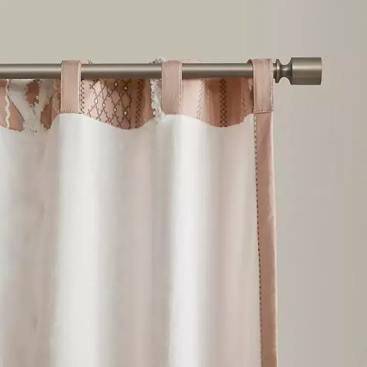 Curtains & Drapes-Kirklands Home Blush Chenille Stripe Curtain Panel, 84 in. Pink