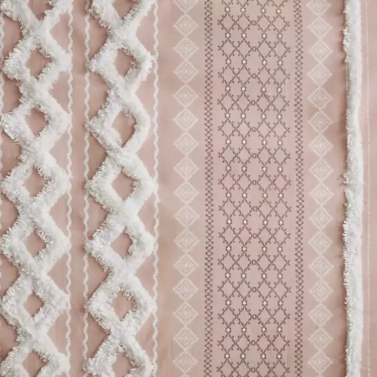 Curtains & Drapes-Kirklands Home Blush Chenille Stripe Curtain Panel, 84 in. Pink