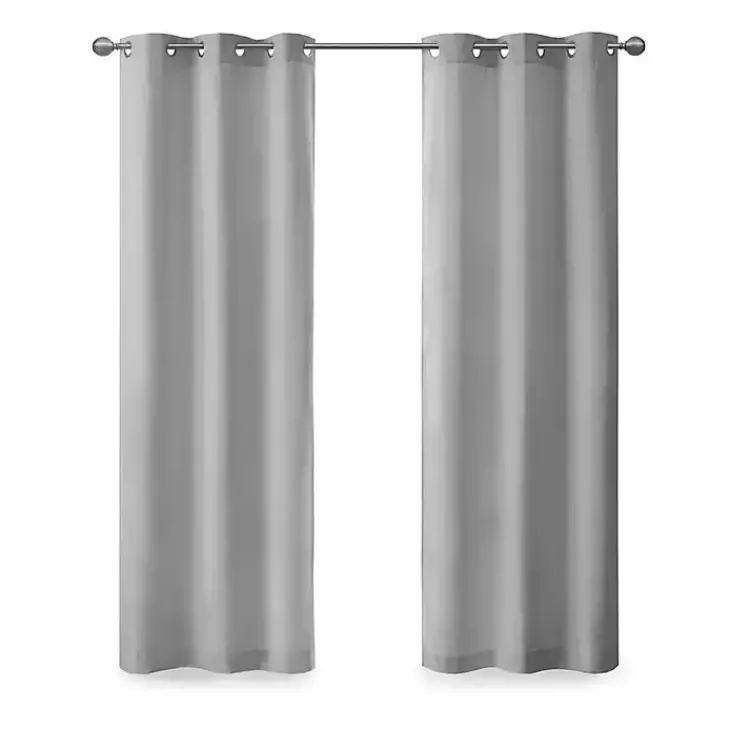 Curtains & Drapes-Kirklands Home Basketweave Curtain Panel Set, 84 in Gray