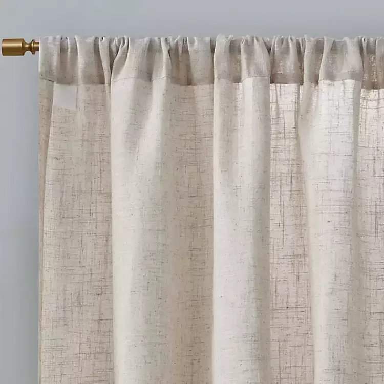 Curtains & Drapes-Kirklands Home Neutral Linen Blend Curtain Panel Set, 84 in Tan