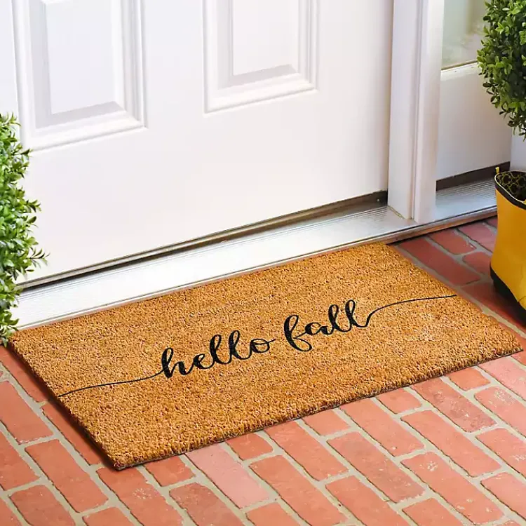 Doormats-Kirklands Home Cursive Hello Fall Coir Doormat, 24x36