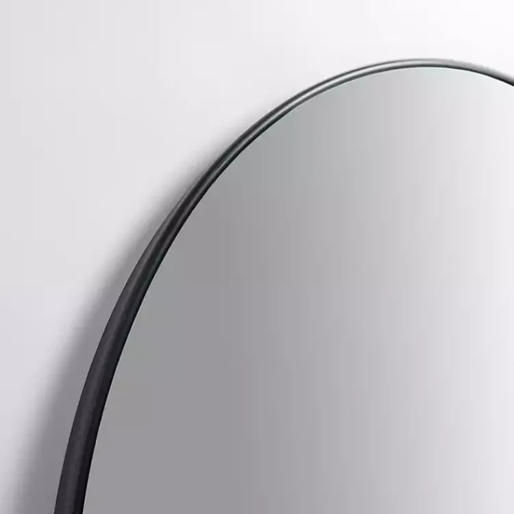 Framed Mirrors-Kirklands Home Nouveau Linear Round Mirror Black