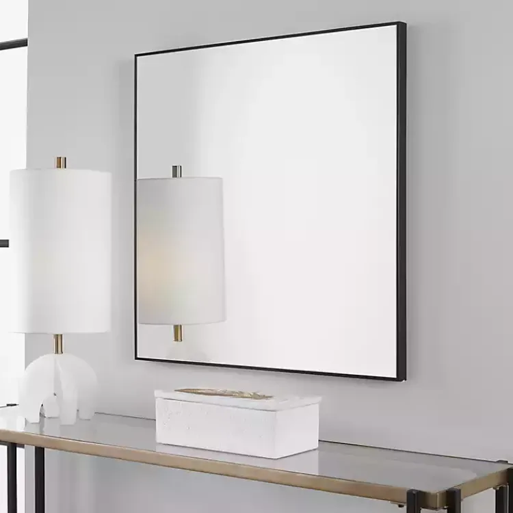 Decorative Mirrors-Kirklands Home Matte Metal Square Framed Mirror Black