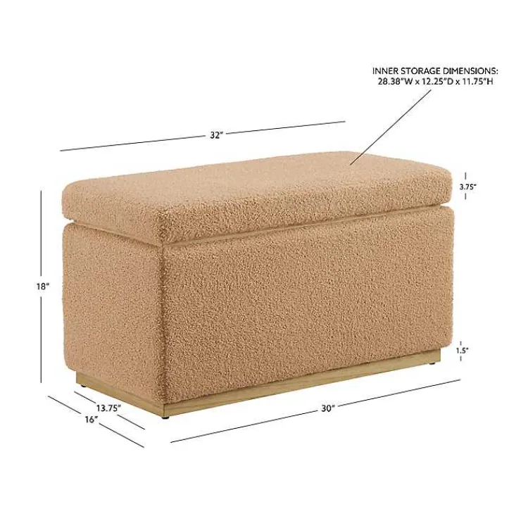 Benches & Ottomans-Kirklands Home Camel Sherpa & Pine Recgle Storage Ottoman Tan