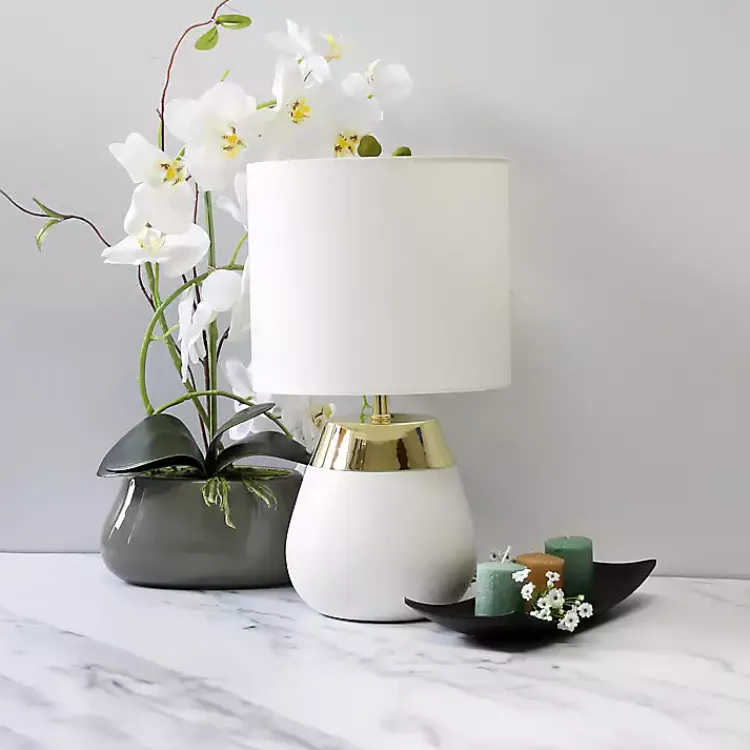 Table Lamps-Kirklands Home and Metallic Gold 4-Touch Table Lamp White