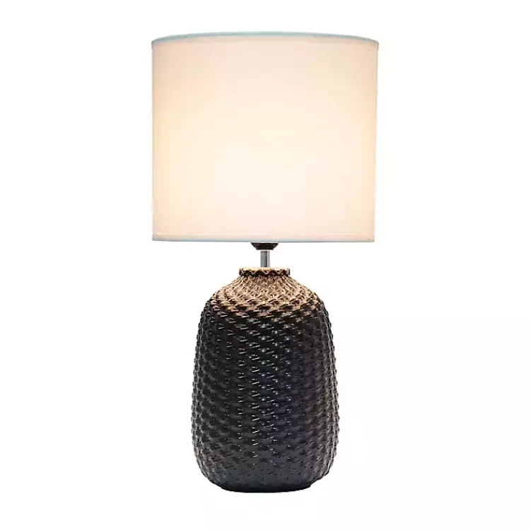 Table Lamps-Kirklands Home Purled Ceramic Table Lamp Black