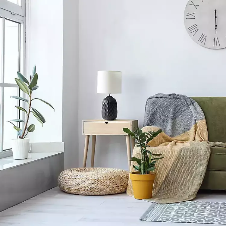 Table Lamps-Kirklands Home Purled Ceramic Table Lamp Black