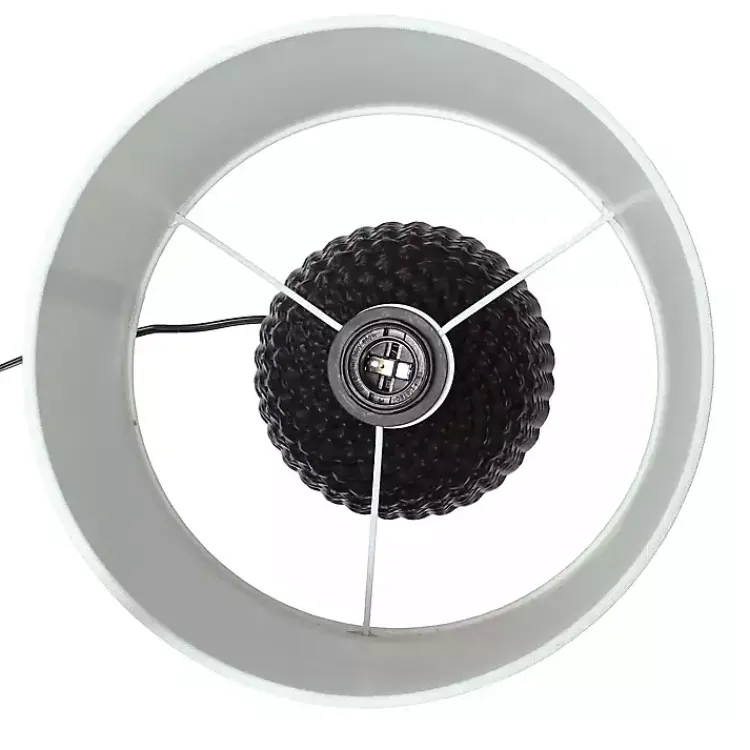 Table Lamps-Kirklands Home Purled Ceramic Table Lamp Black