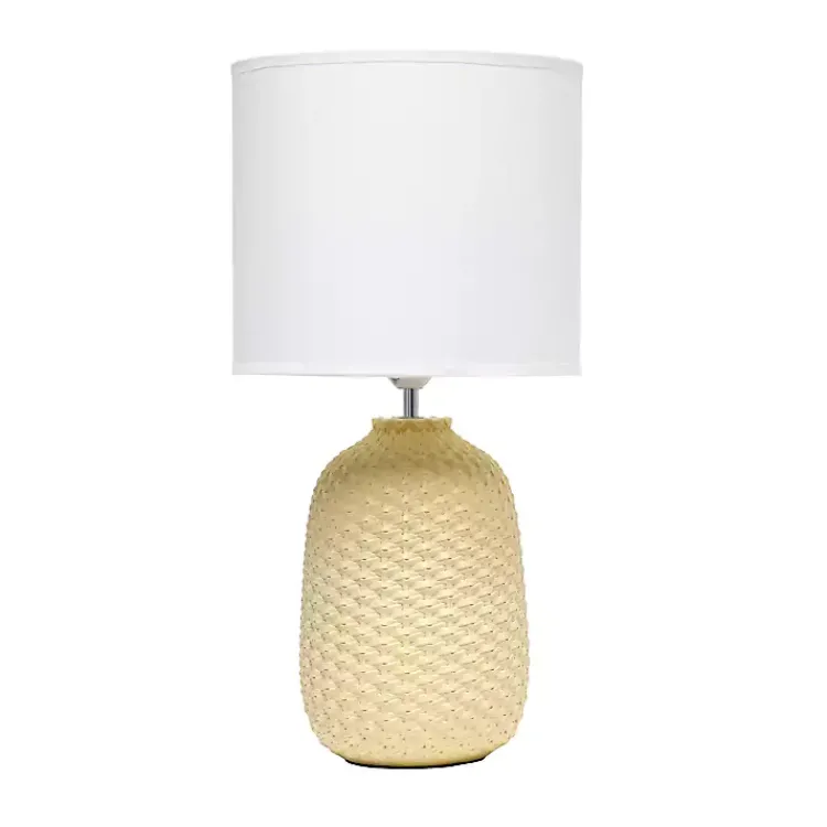 Table Lamps-Kirklands Home Purled Ceramic Table Lamp Yellow