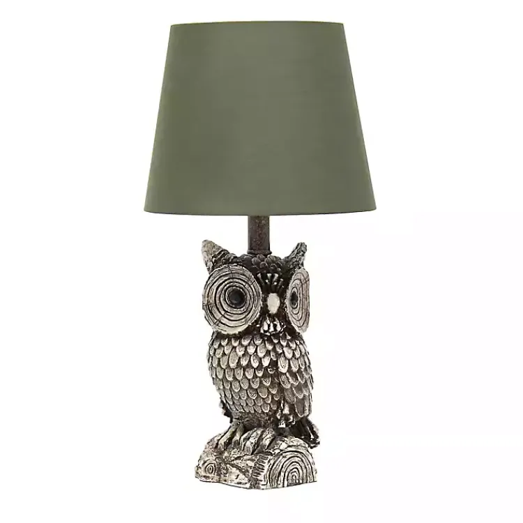 Table Lamps-Kirklands Home Brown Owl and Shade Table Lamp Green