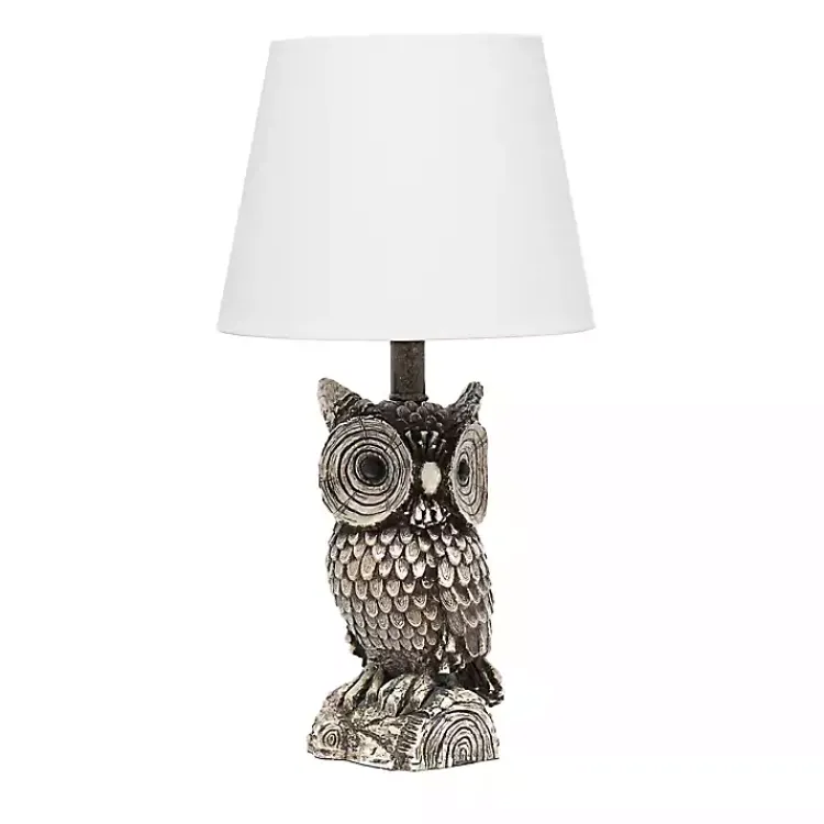 Table Lamps-Kirklands Home Brown Owl and Shade Table Lamp White