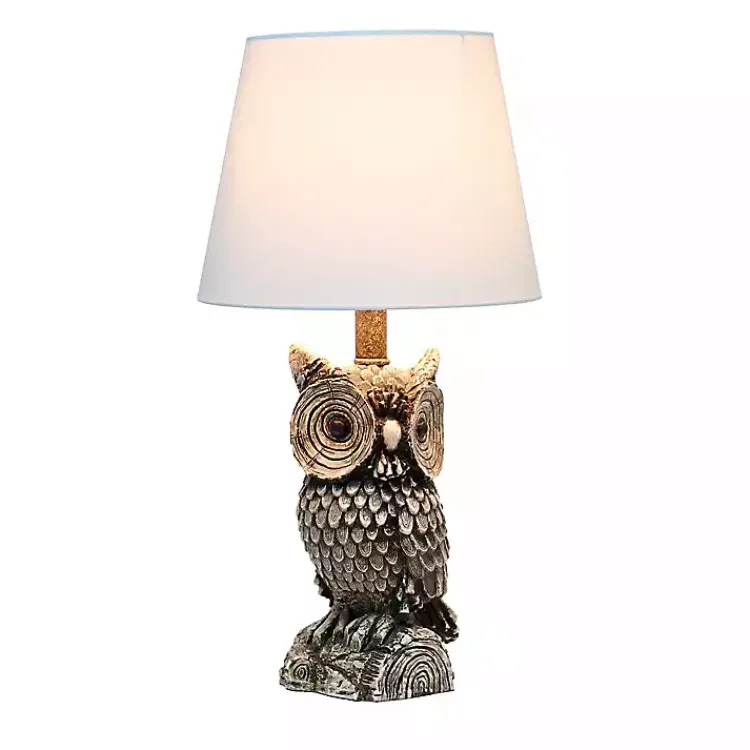 Table Lamps-Kirklands Home Brown Owl and Shade Table Lamp White