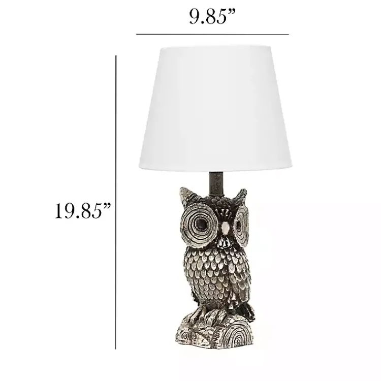 Table Lamps-Kirklands Home Brown Owl and Shade Table Lamp White