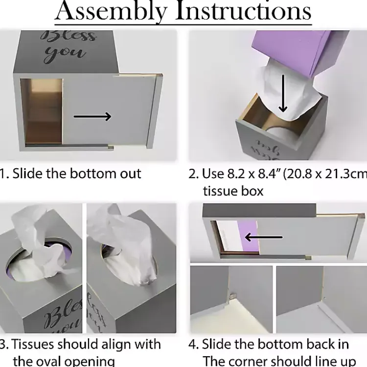 Bathroom Accessories-Kirklands Home Bless You Wood Tissue Box Cover Gray