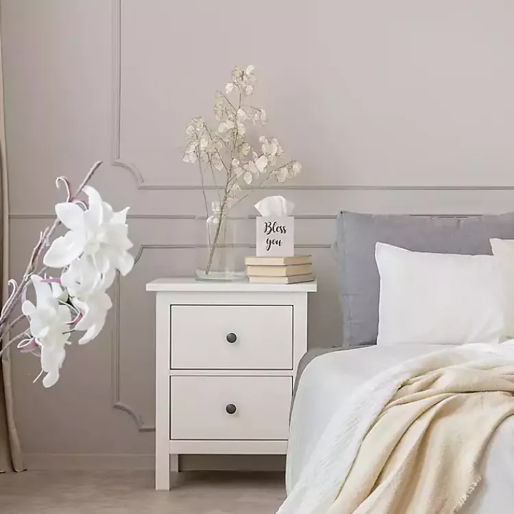 Bathroom Accessories-Kirklands Home Bless You Wood Tissue Box Cover White