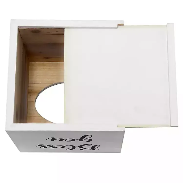 Bathroom Accessories-Kirklands Home Bless You Wood Tissue Box Cover White