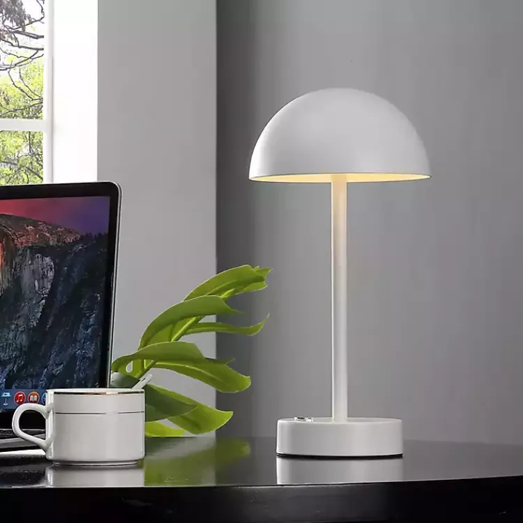 Table Lamps-Kirklands Home Metal Rechargeable Table Lamp White