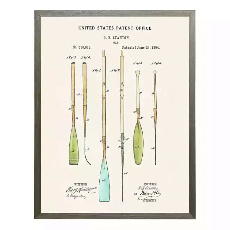 Framed Art-Kirklands Home Vintage Boat Oars Patent Framed Art Print