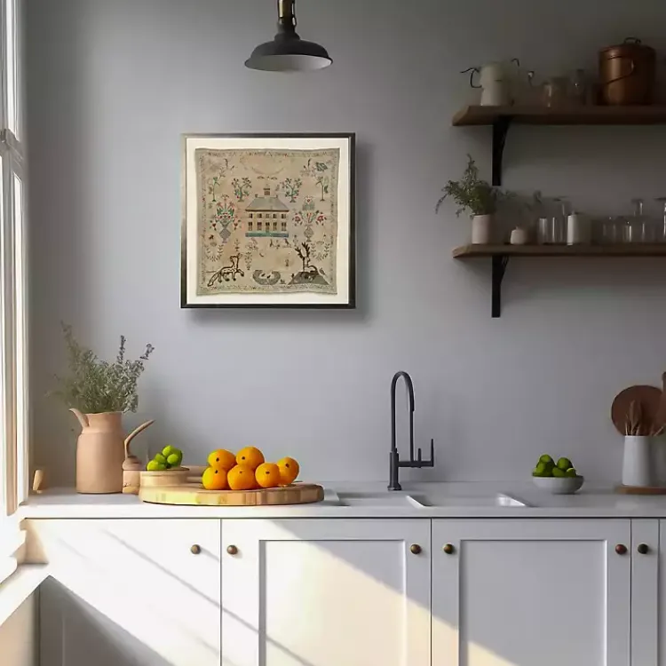 Framed Art-Kirklands Home Antique Folk Sampler Framed Wall Art