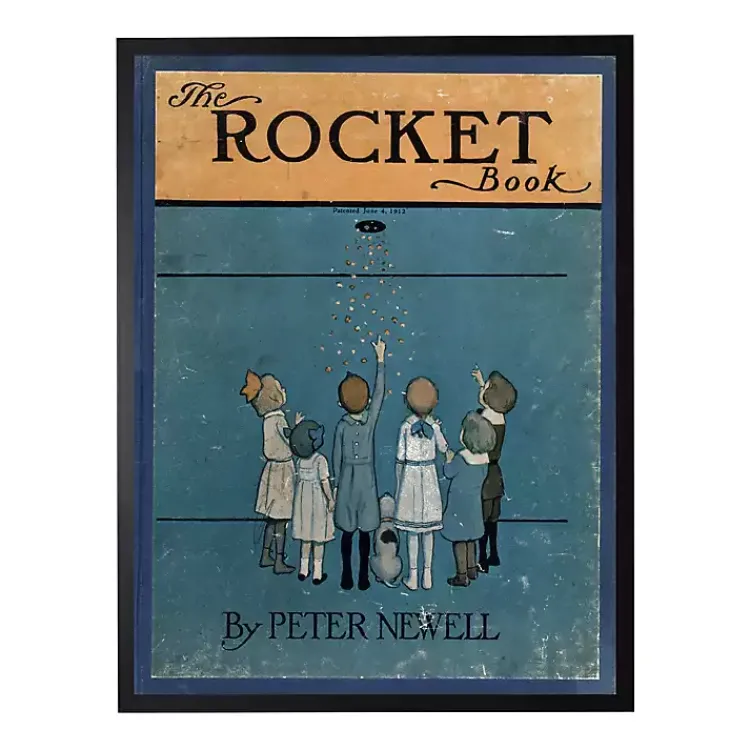 Framed Art-Kirklands Home Vintage The Rocket Book Cover Framed Wall Art Blue