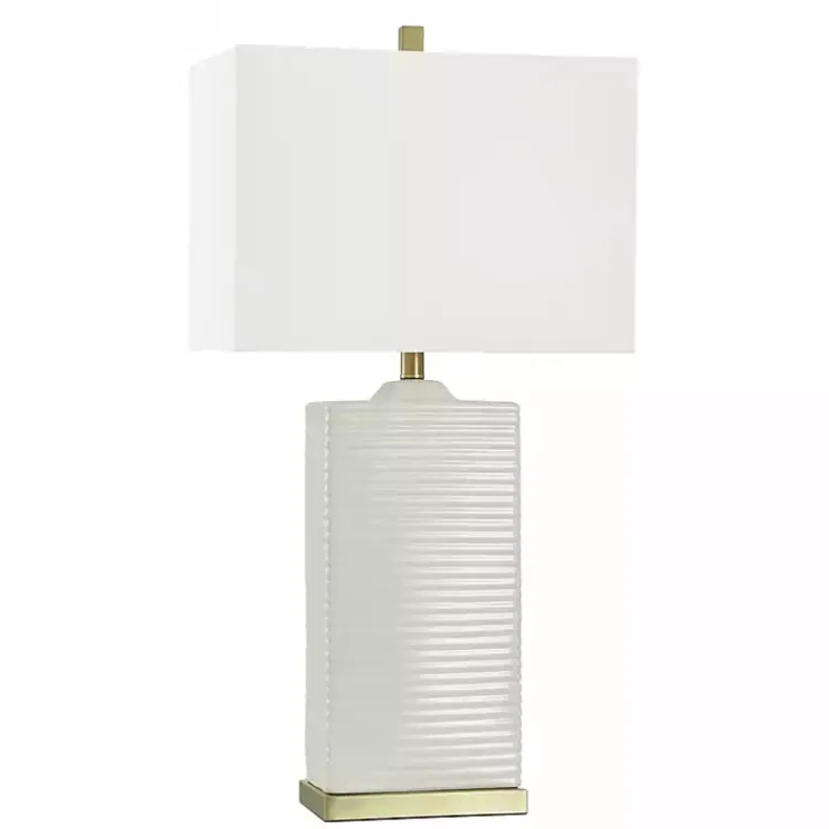 Table Lamps-Kirklands Home Ribbed Ceramic Rectangular Table Lamp Ivory