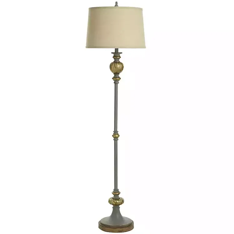 Floor Lamps-Kirklands Home Traditional and Aged Gold Floor Lamp Gray