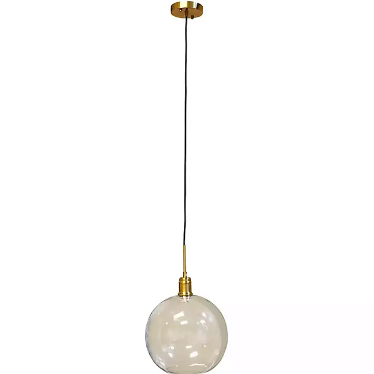 Chandeliers & Pendant Lighting-Kirklands Home Brass Glass Globe Pendant Light Gold
