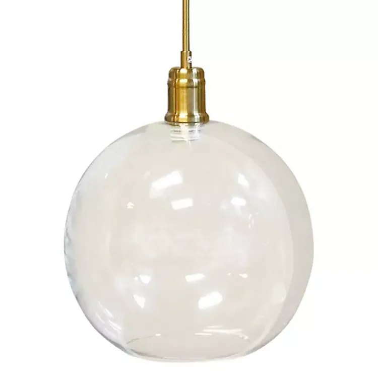 Chandeliers & Pendant Lighting-Kirklands Home Brass Glass Globe Pendant Light Gold