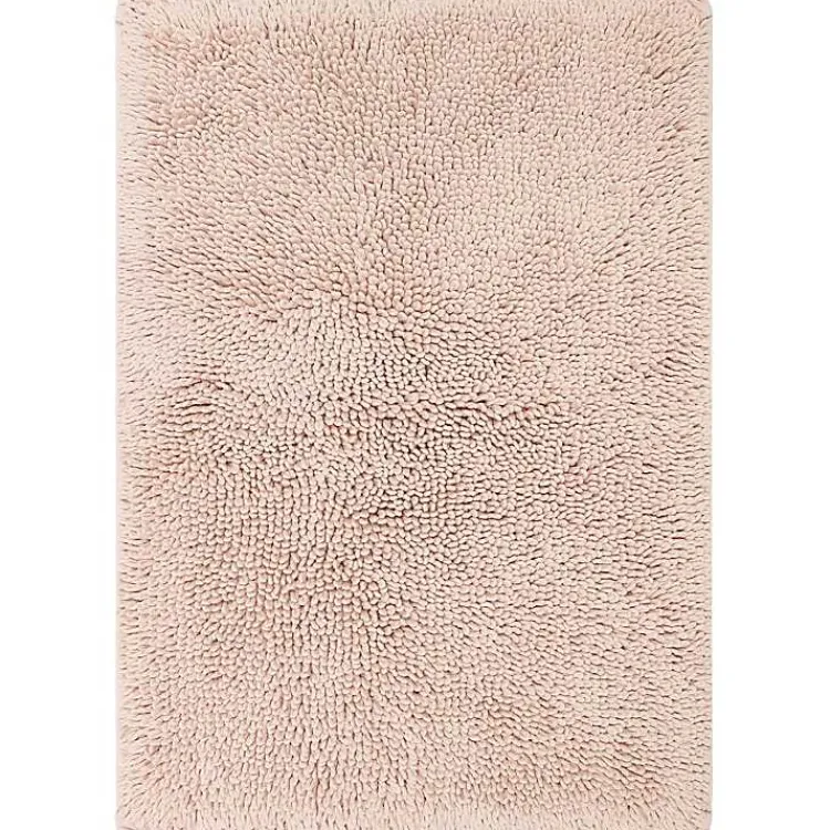 Bathroom Rugs-Kirklands Home High Pile Blush Cotton Non-Skid Classic Bath Mat Pink