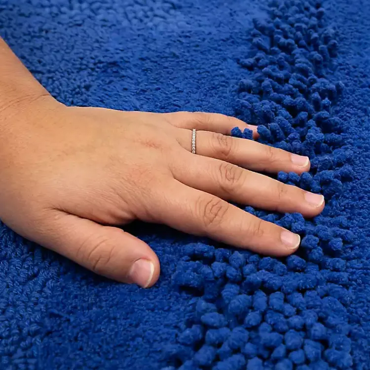 Bathroom Rugs-Kirklands Home Cobalt Asymmetrical Cotton Bath Mat Blue