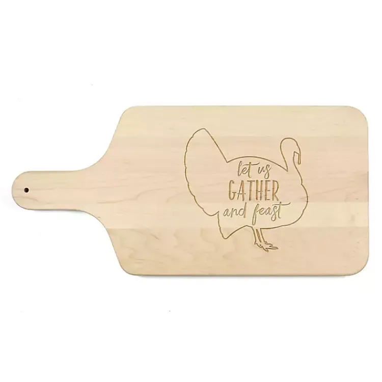 Serving & Entertaining-Kirklands Home Maple Wood Let Us Gather & Feast Cutting Board Tan